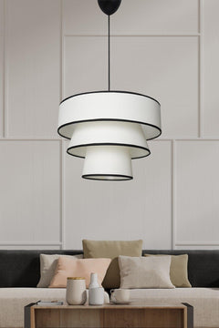 White pendant chandelier with CE-certified electrical components