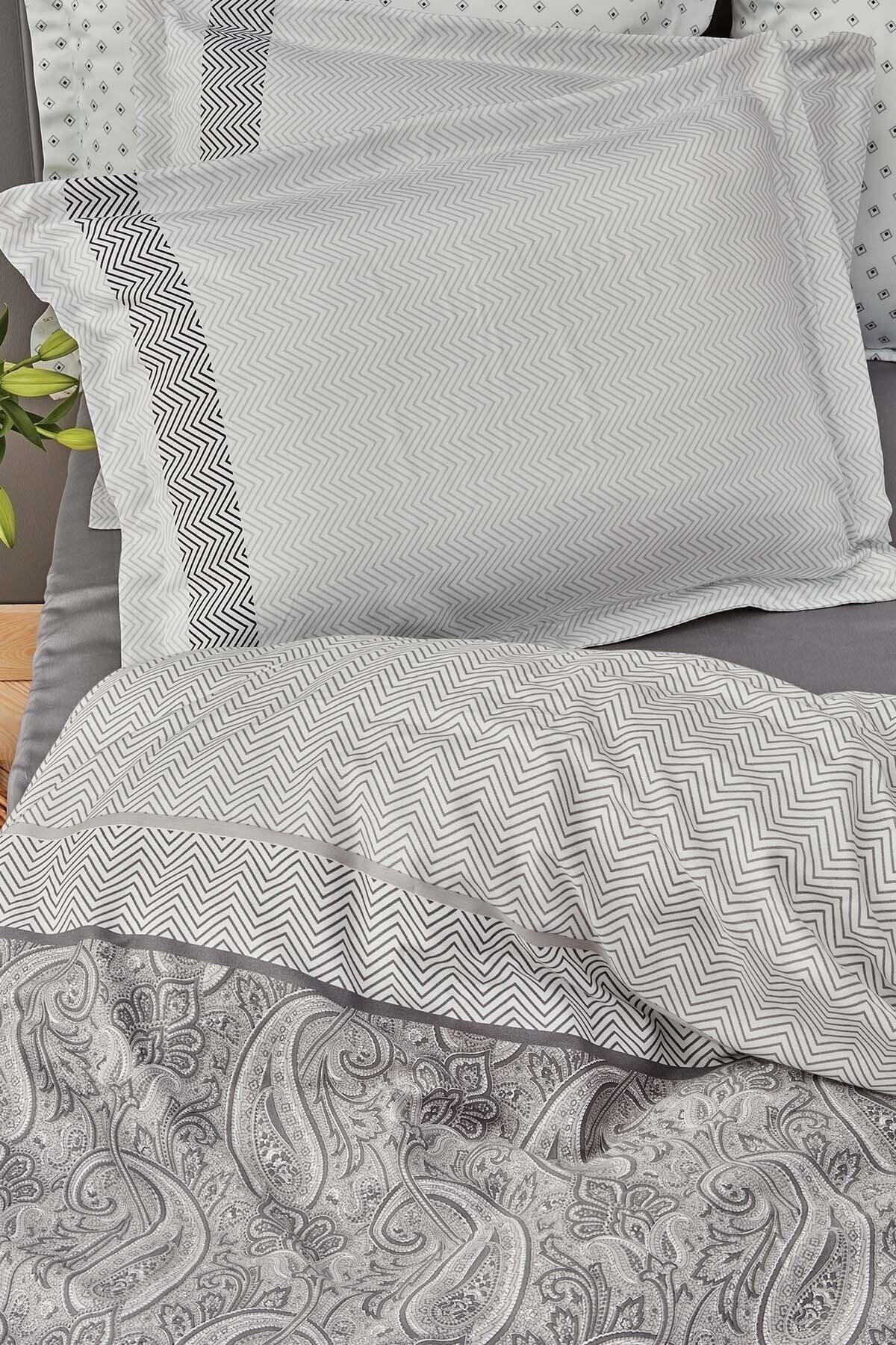 Valeri Double Satin Duvet Cover Set - Gray - Swordslife