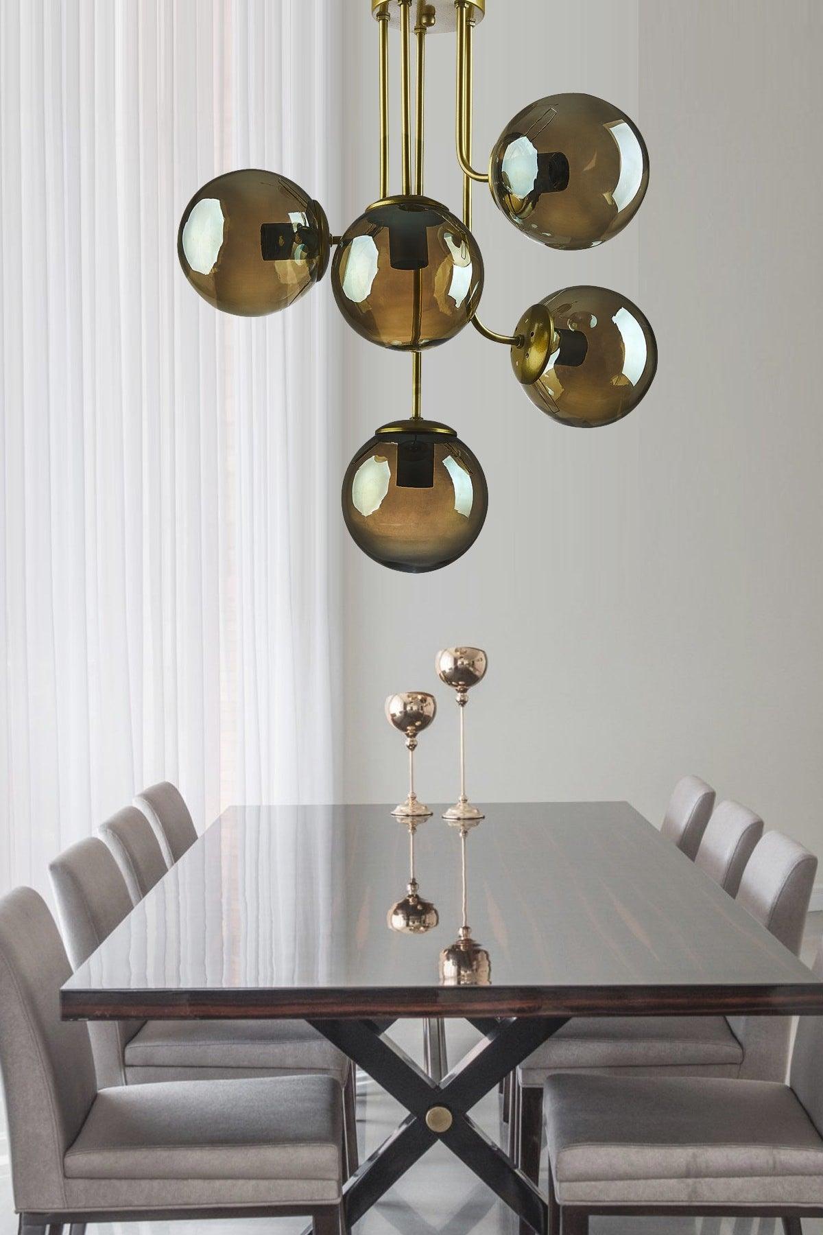 Vera Modern Design Globe Glass Five Chandelier - Swordslife