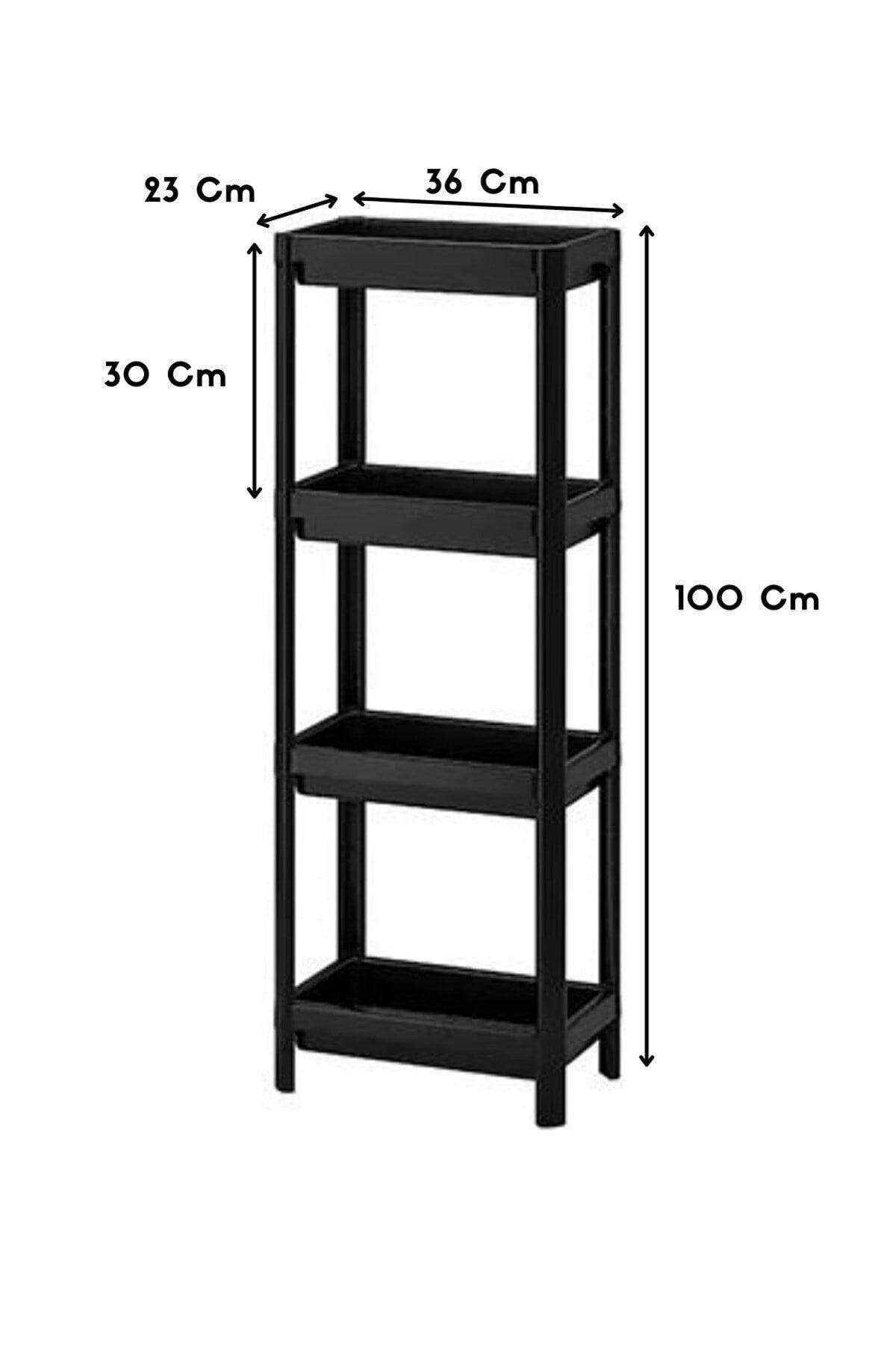 Vesken Decorative 4 Tiers Plastic Multi-Purpose Bathroom Organizer Flowerpot Bookcase Black - Swordslife