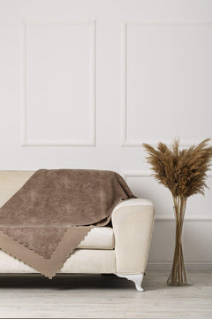Double-sided non-slip sofa bed seat cover in chenille fabric camel pattern