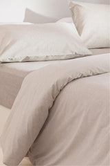 Viento Duvet Cover Set Cotton Polyester Brown Ecru Striped Double 9519a - Swordslife