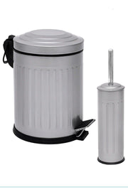Vintage 2 Liter Dustbin Bathroom Set Striped Gray - Swordslife