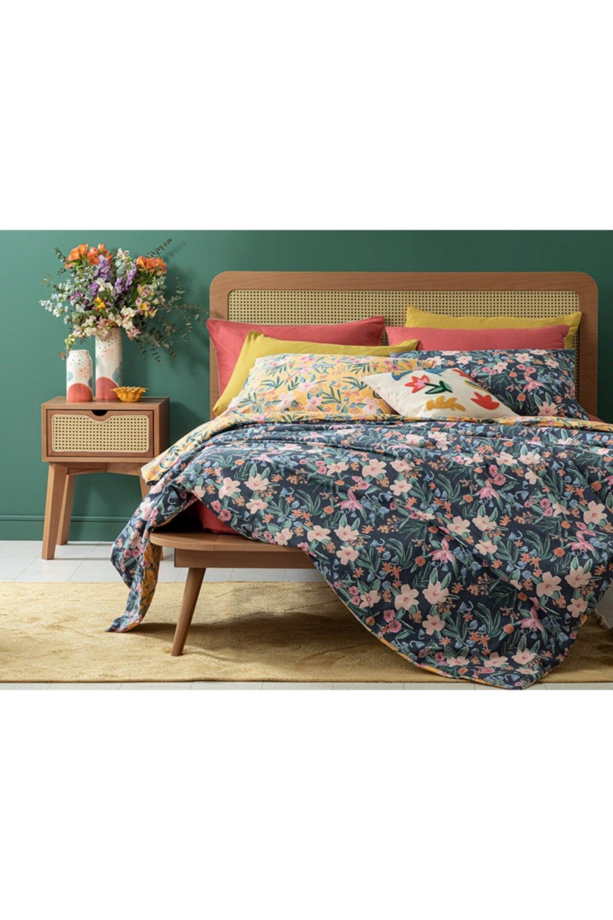 Vivacity Bloom Cotton Double Duvet Cover Set 200x220 Cm Yellow - Swordslife