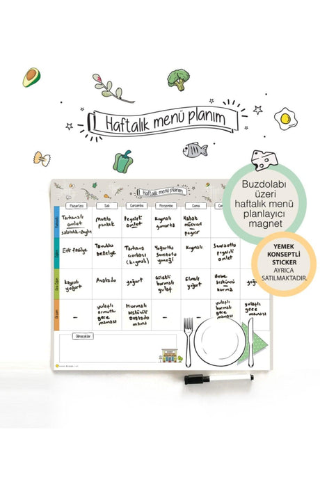 Weekly Menu Planner Magnet 36x31 cm