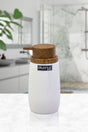 White Wooden Lined Liquid Soap Dispenser