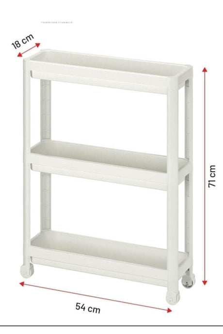 Wheeled Unit 3 Tiers White Bathroom Kitchen Shelf - Swordslife