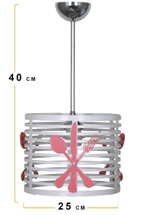 White Case Pink Cutlery Grille Kitchen Single Chandelier - Swordslife