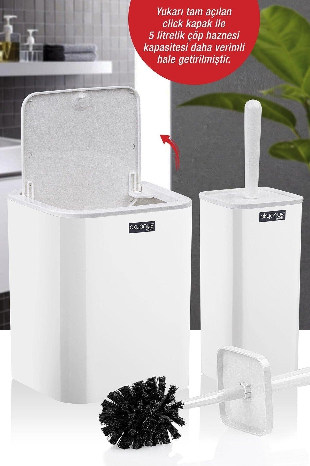 White Click Cover Square 2 Wc Bucket And Brush Set - Swordslife