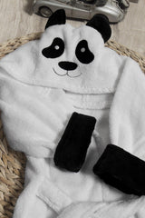 White Panda Child Bathrobe 100% Cotton Embroidered 2/4 Years Old - Swordslife