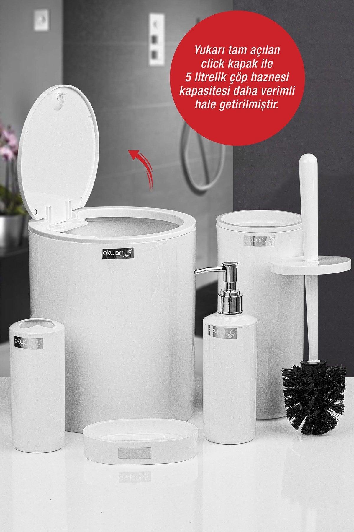 White Round 5 Pcs Bathroom Set