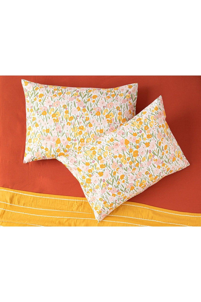 Wild Flowers Cotton 2-Pack Pillowcase 50x70 Cm Pink - Swordslife