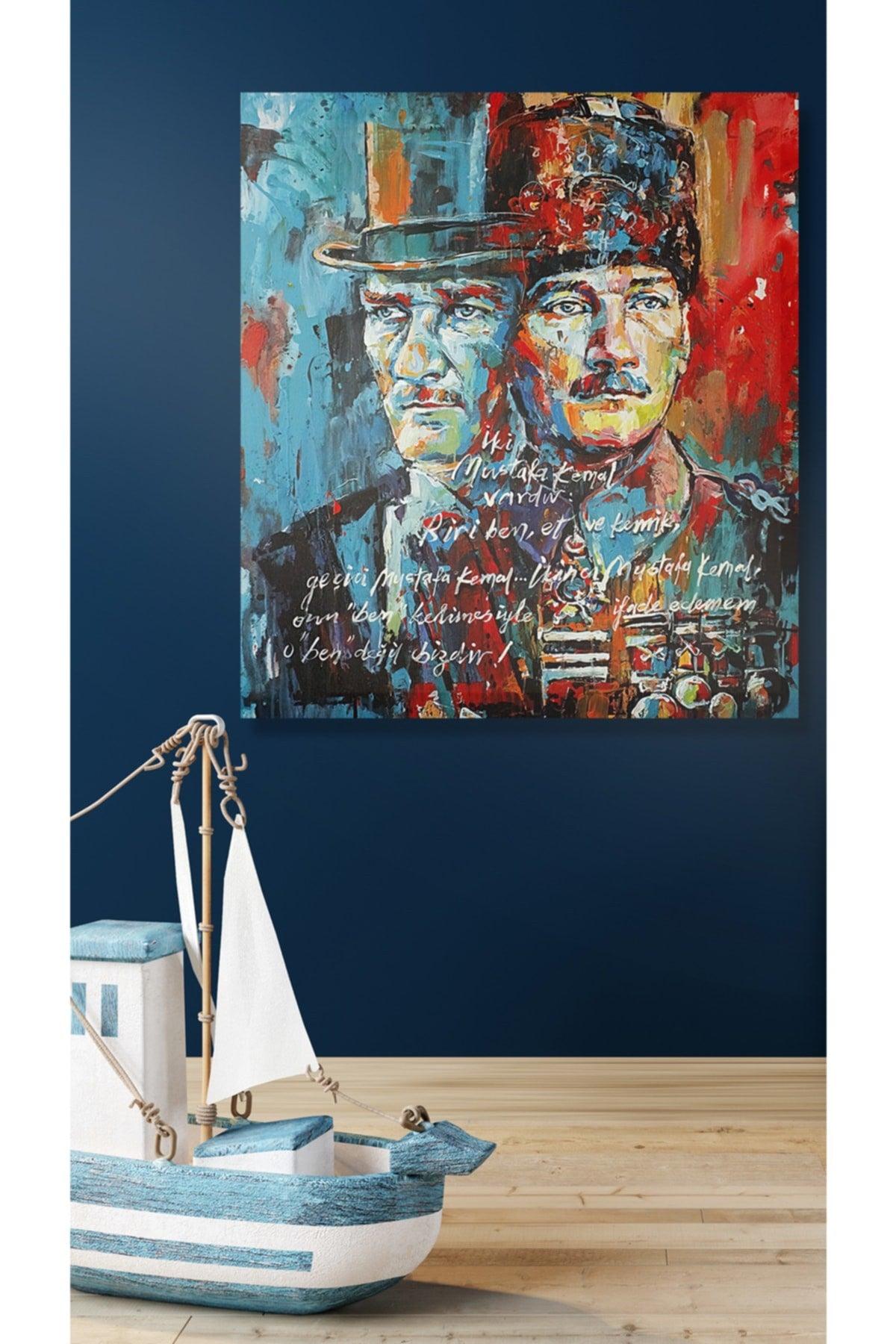 Mustafa Kemal Atatürk Portrait With Oil Painting Effect Charisma Abstract Canvas Painting - Swordslife