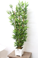 Artificial Bamboo Tree 6 Trunks 140 Cm(White Wood Pot) - Swordslife