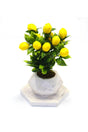 Artificial Lemon Tree Decorative Artificial Flower And Plant Arrangement In Concrete Pot With Tray 25 Cm - Swordslife