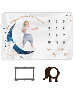 Soft fleece baby memory blanket set with felt frames for newborn photos