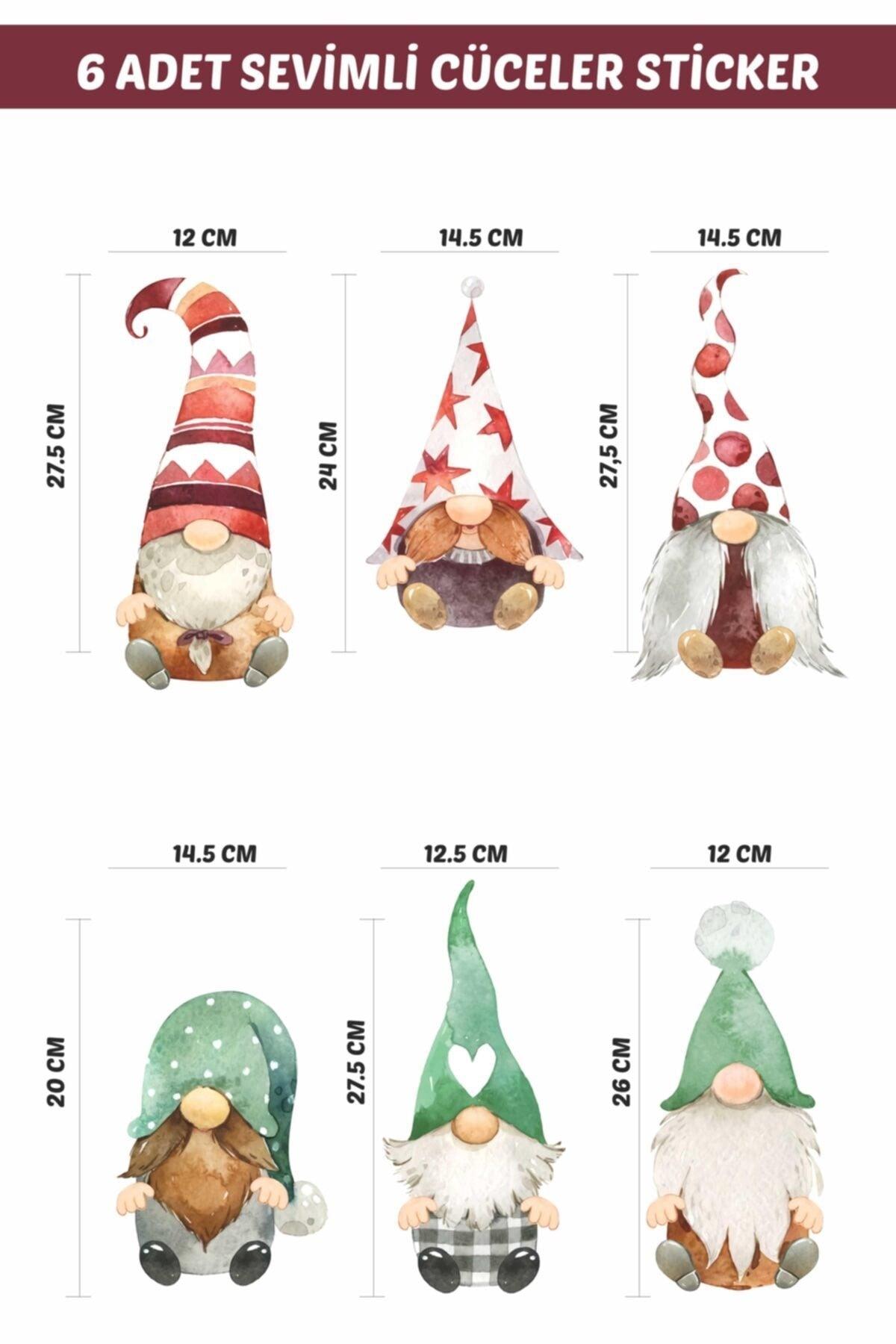 Christmas Cute 6-Piece Dwarfs Kids Room Glass Wall Sticker Set - Swordslife