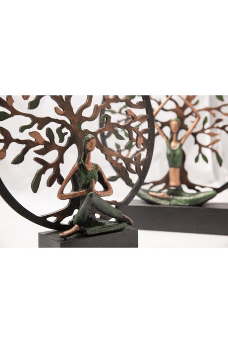 Woman Practicing Yoga Big Green Tree of Life - Swordslife