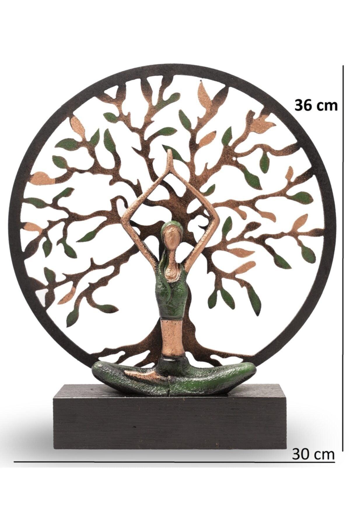 Woman Practicing Yoga Big Green Tree of Life - Swordslife