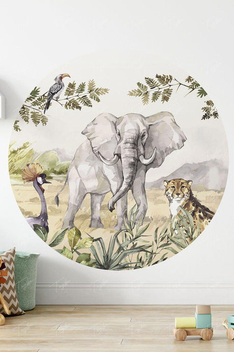 Round Circle Safari Wall Sticker - Swordslife