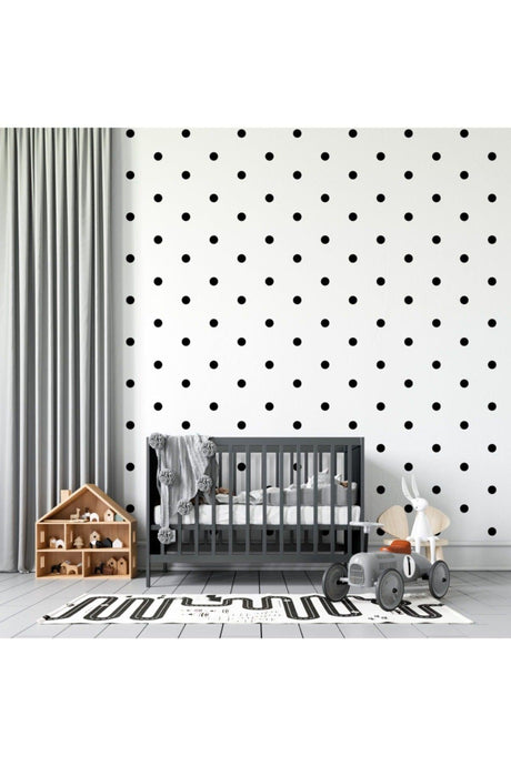 Round Polka Dot Wall Sticker Baby And Kids Room Decorative Decal Sticker 4x4cm Black 200 Pcs - Swordslife