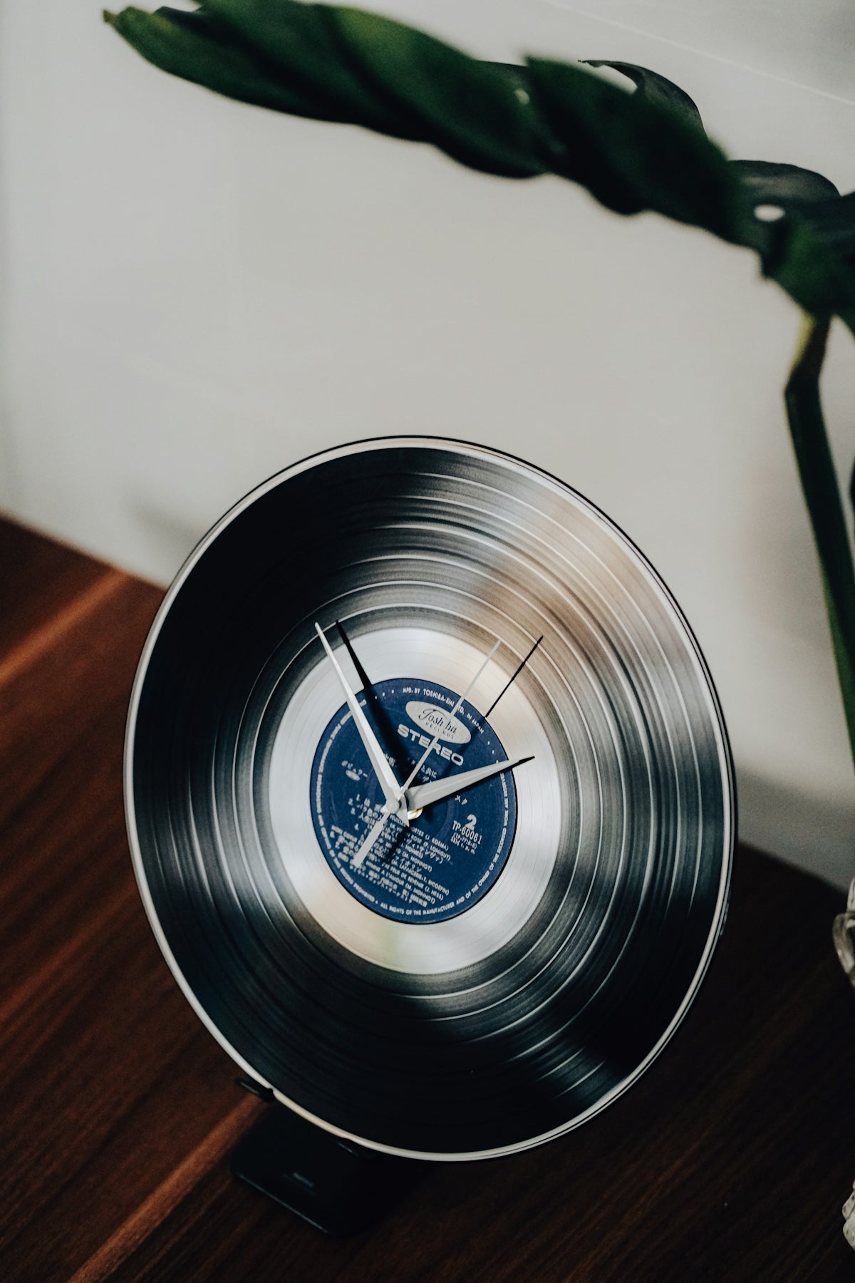 A clock made from a vinyl record