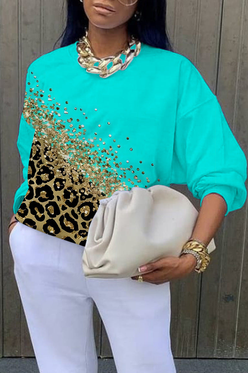 Chic Abstract Print Long Sleeve Pullover Sweater