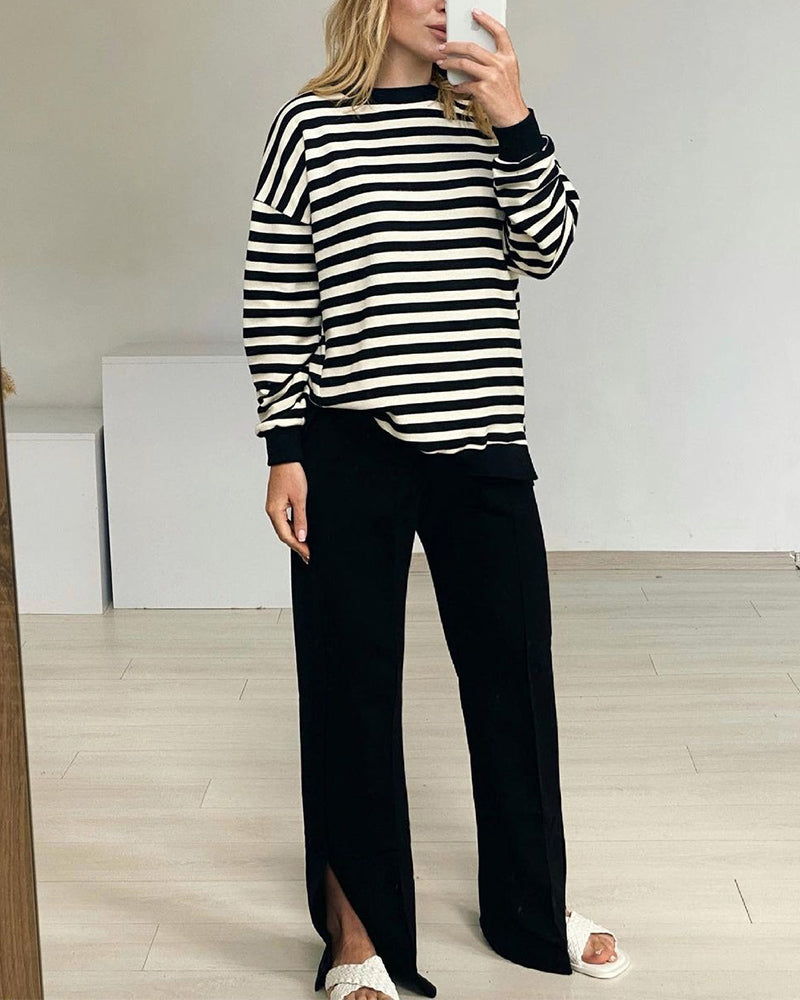 Women's Cozy Striped Knit Pullover Sweater