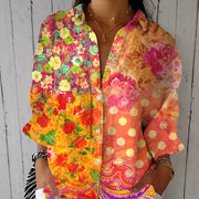Women's Lapel Shirt With 3D Digital Print