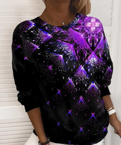 3D Gradient Print Long-Sleeve Sweater