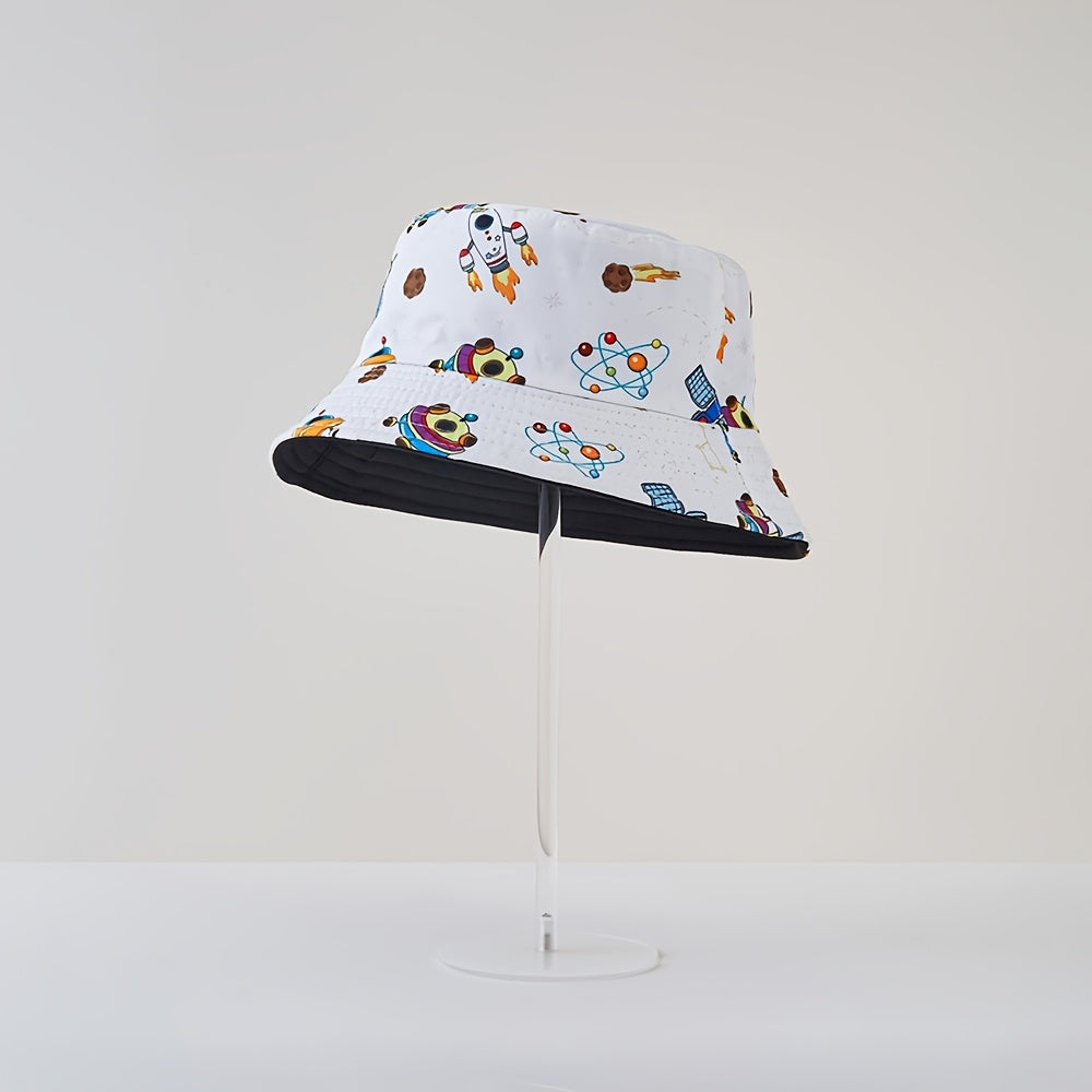 Unisex Kids Bucket Hat with Dinosaur Cartoon Print – Sun Protection