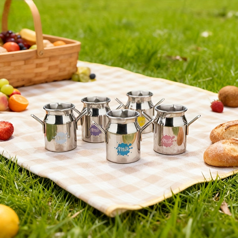 5‑Piece Portable Stainless Steel Milk Jug Set – 304 Stainless Steel, Multi‑Color