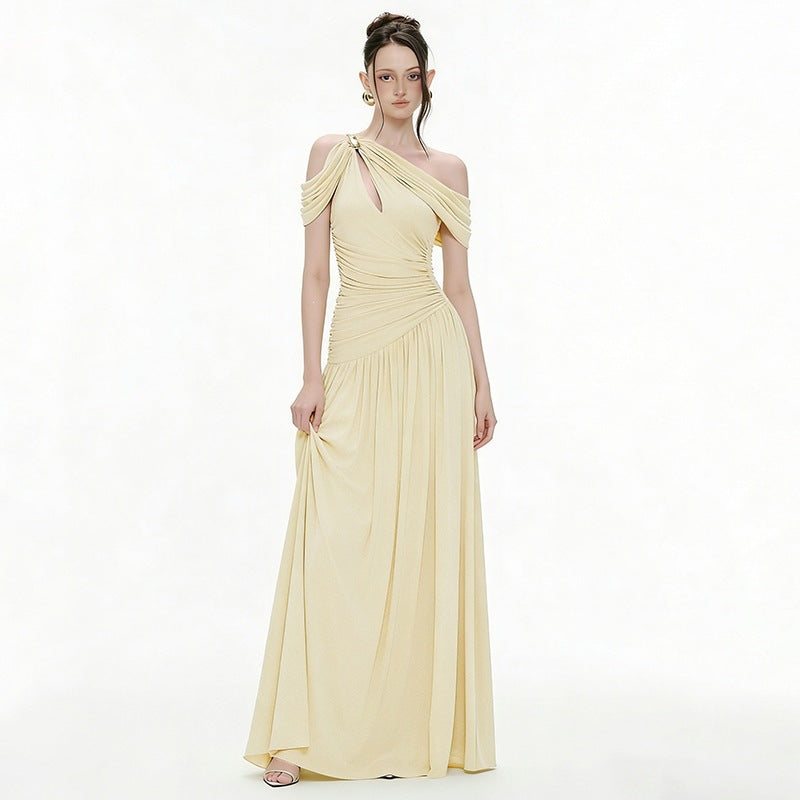 Womens French-style Off-shoulder Casual Dress