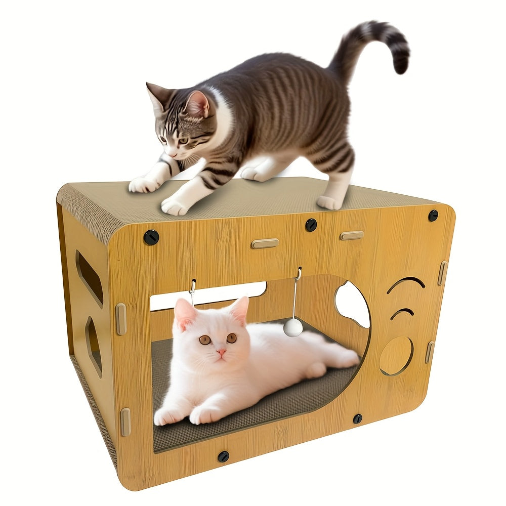 Cat Scratching Board Cardboard House/2-layer Kitten Scratching Board Rest Bed/kitten Small Animal Play/rest Sleep/scratching Board Box/durable Board Entertainment For Cat Friends To Prevent Furniture