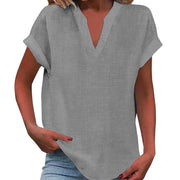 Soft Cotton-Linen Short Sleeve Tee – Effortless Casual Comfort