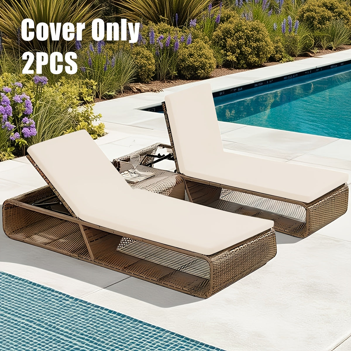 2pcs/set Stretchy Y Fiber Fabric Chair Covers, 2pcs Set Outdoor Lounge Chair Protectors