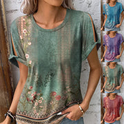 Botanical Floral Short-Sleeve Top – Cozy, Chic & Breathable