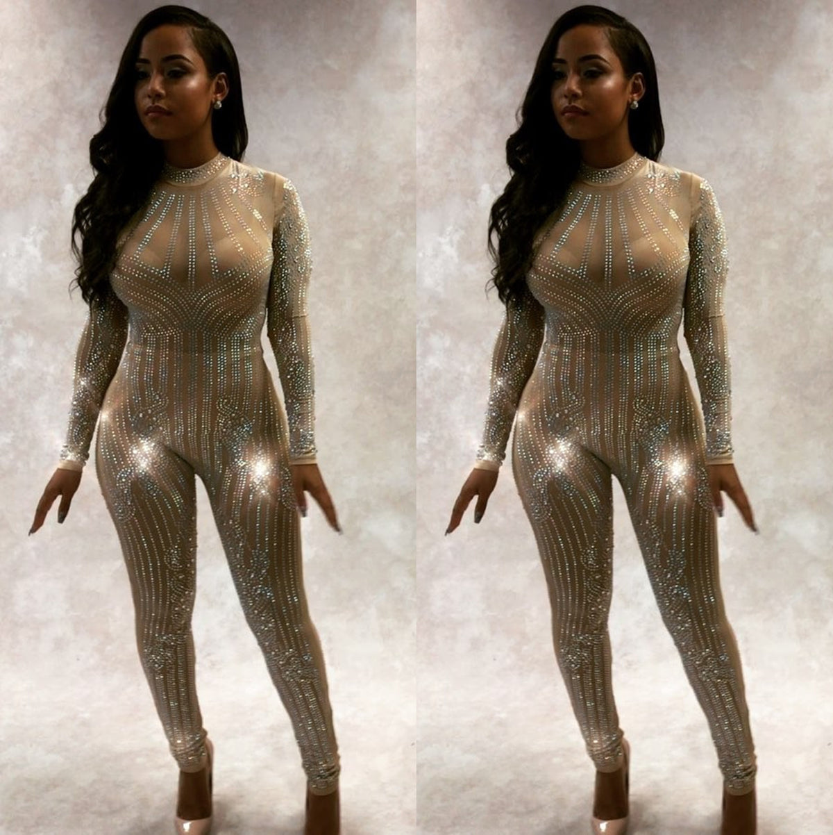 Sparkling Mesh Rhinestone Women's Jumpsuit