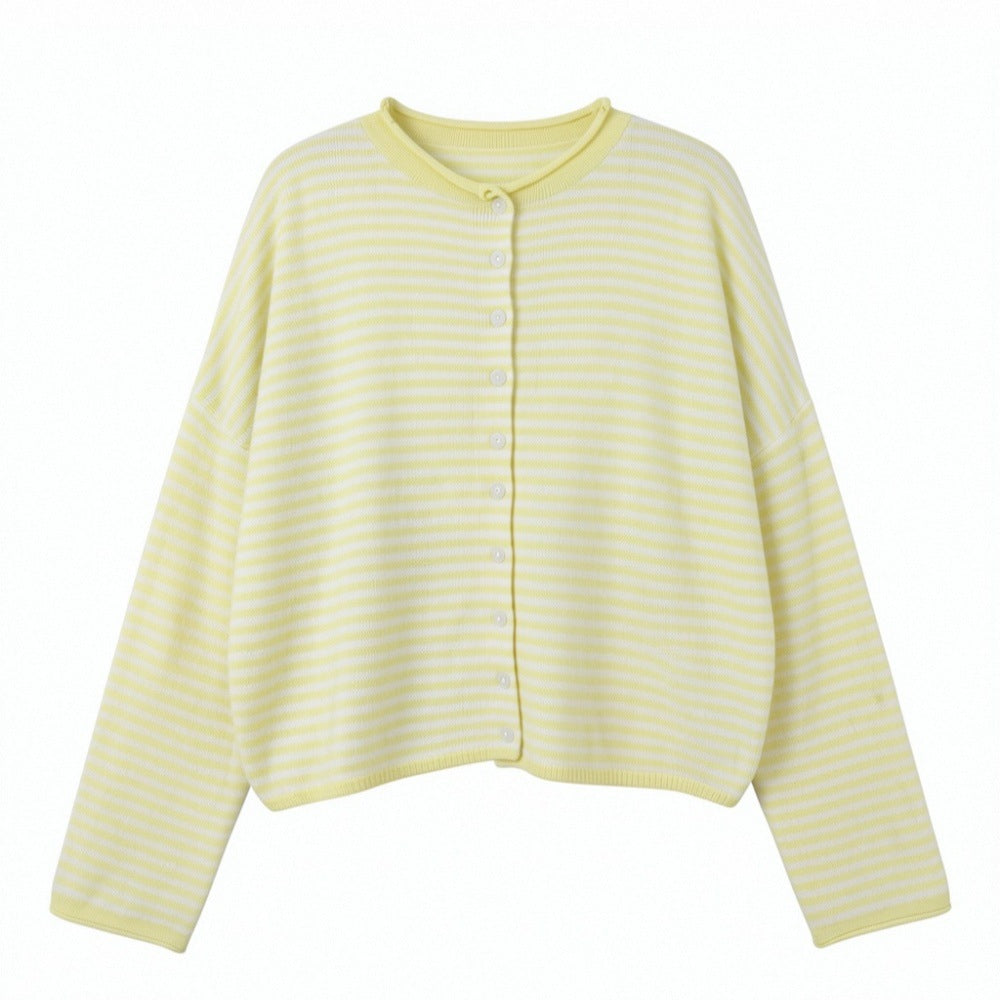 Loose-fit Crew-neck Cardigan Sweater