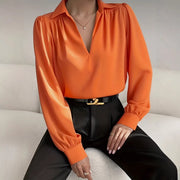 Elegant Satin Pleated Long Sleeve Top for Women