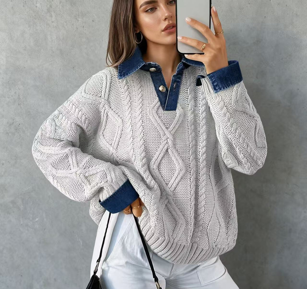 Womens Fallwinter Cable-knit Sweater