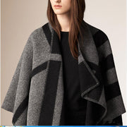 Stay Warm in Style with Color-Blocking Checkered Cashmere Shawl