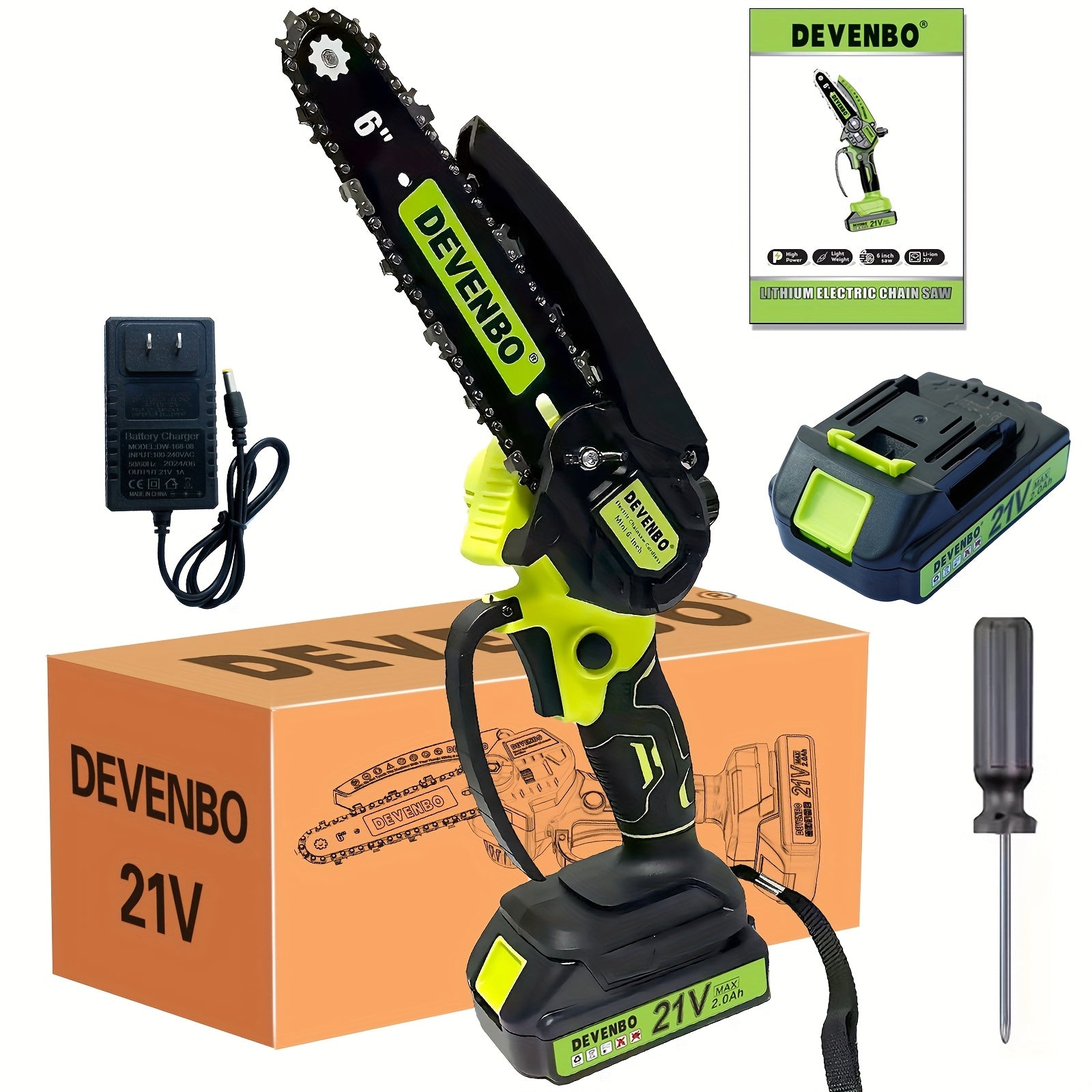 6-Inch Cordless Mini Chainsaw, Handheld Electric, for Cutting Branches and Wood in Yards and Gardens, with Splash Guard and Safety Lock, Lightweight and Portable, Ideal Gift for Men, Husbands, and Dad