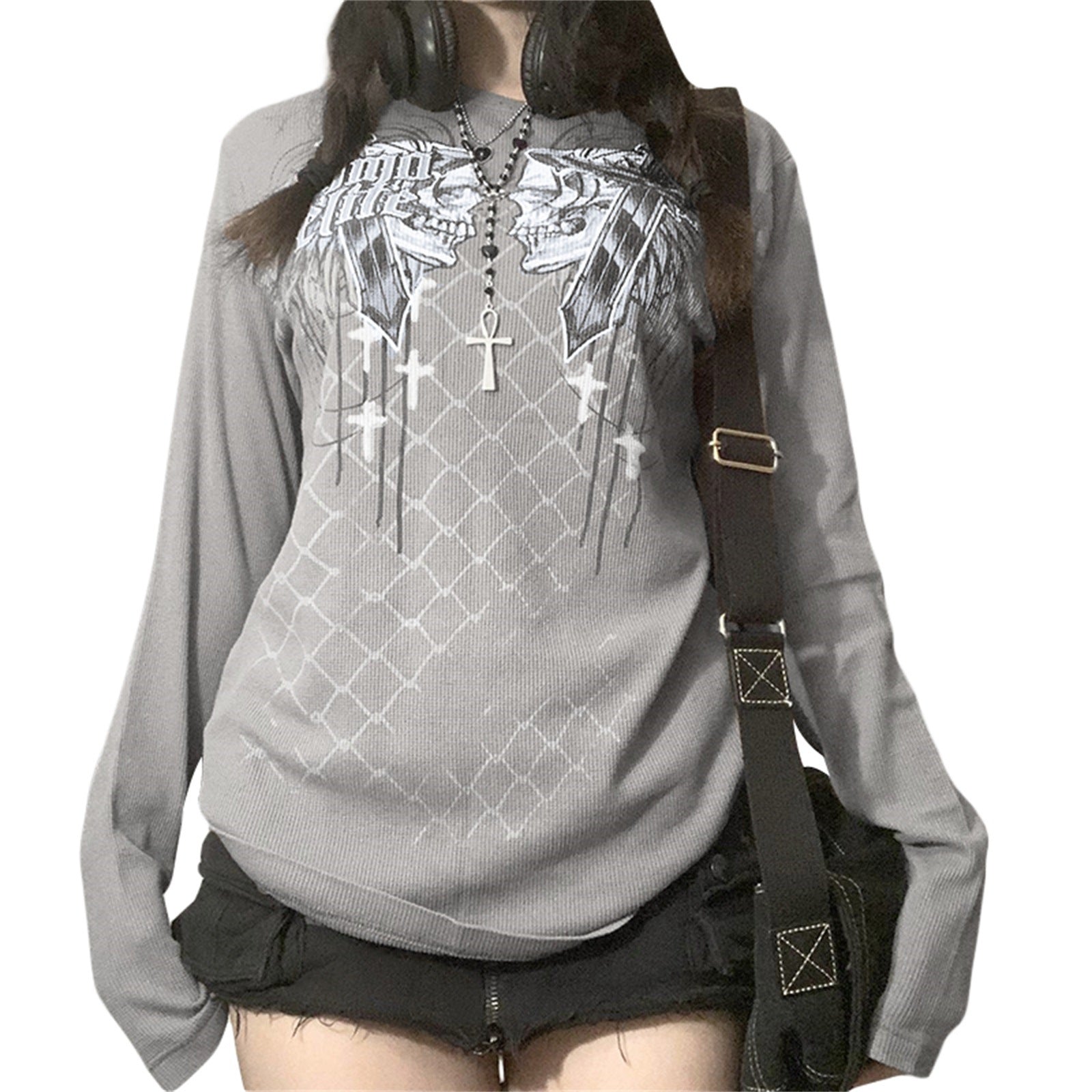 Women's Casual Halloween Skull Print Pullover Sweatshirt