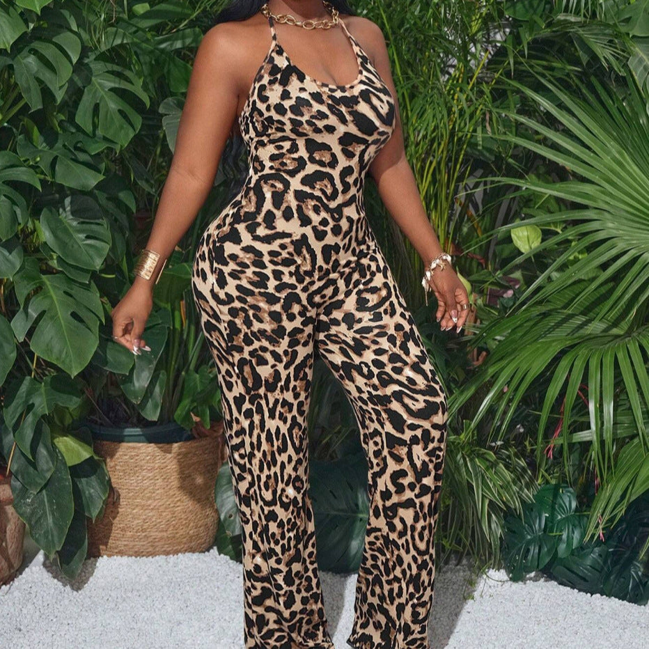 Trendy Leopard-Strap Women's Jumpsuit