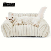 2025 Plush Cat Sofa Bed - Soft Polyester Pet Bed With Ergonomic Design, White & Gray, Perfect For Sleeping Cats And Small Dogs, Cozy Indoor Furniture For Relaxation, Cat Bed, Cozy Pet Furniture,