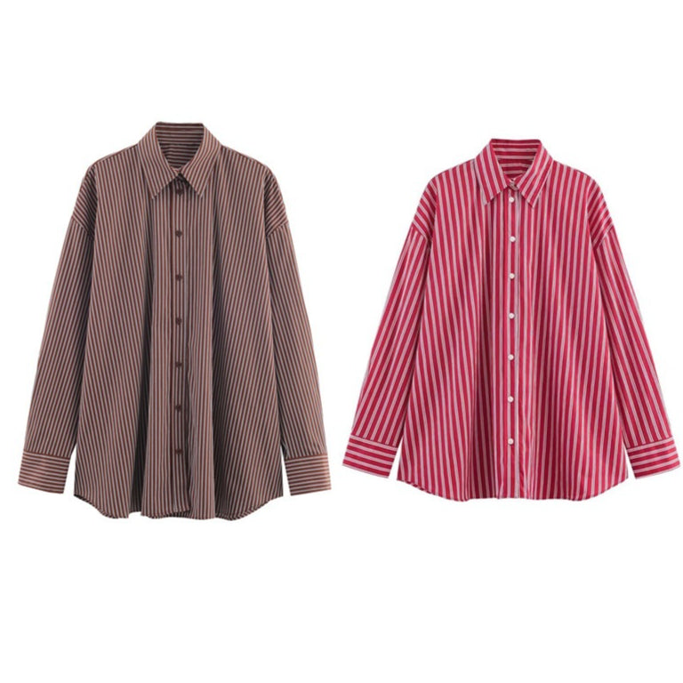 Women's Striped Loose Long Sleeve Shirt