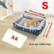 Ultra-Soft Pet Bed Mat - Blue Paw Print Design, Durable Indoor Sofa Cushion, Easy-to-Clean Materials, Cozy and Warm Exclusive for Dogs & Cats, Playful Animal Theme