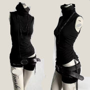 Vintage High‑Neck Sleeveless Slim‑Fit Top for Women – Summer Casual