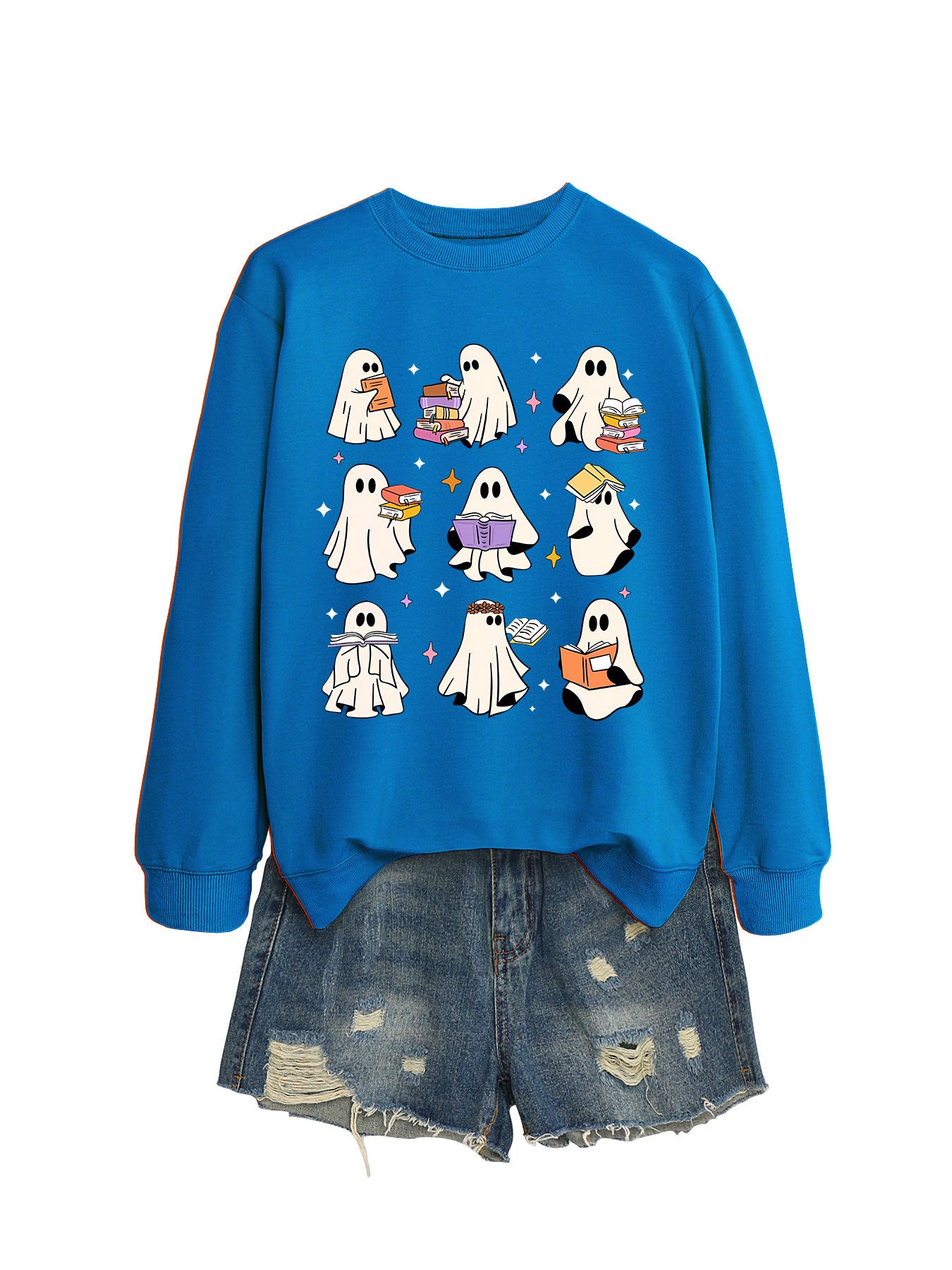Women's Cozy Reading Print Pullover Sweater